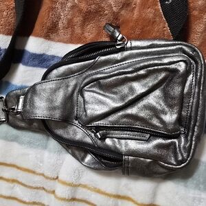 Free People pewter sling bag